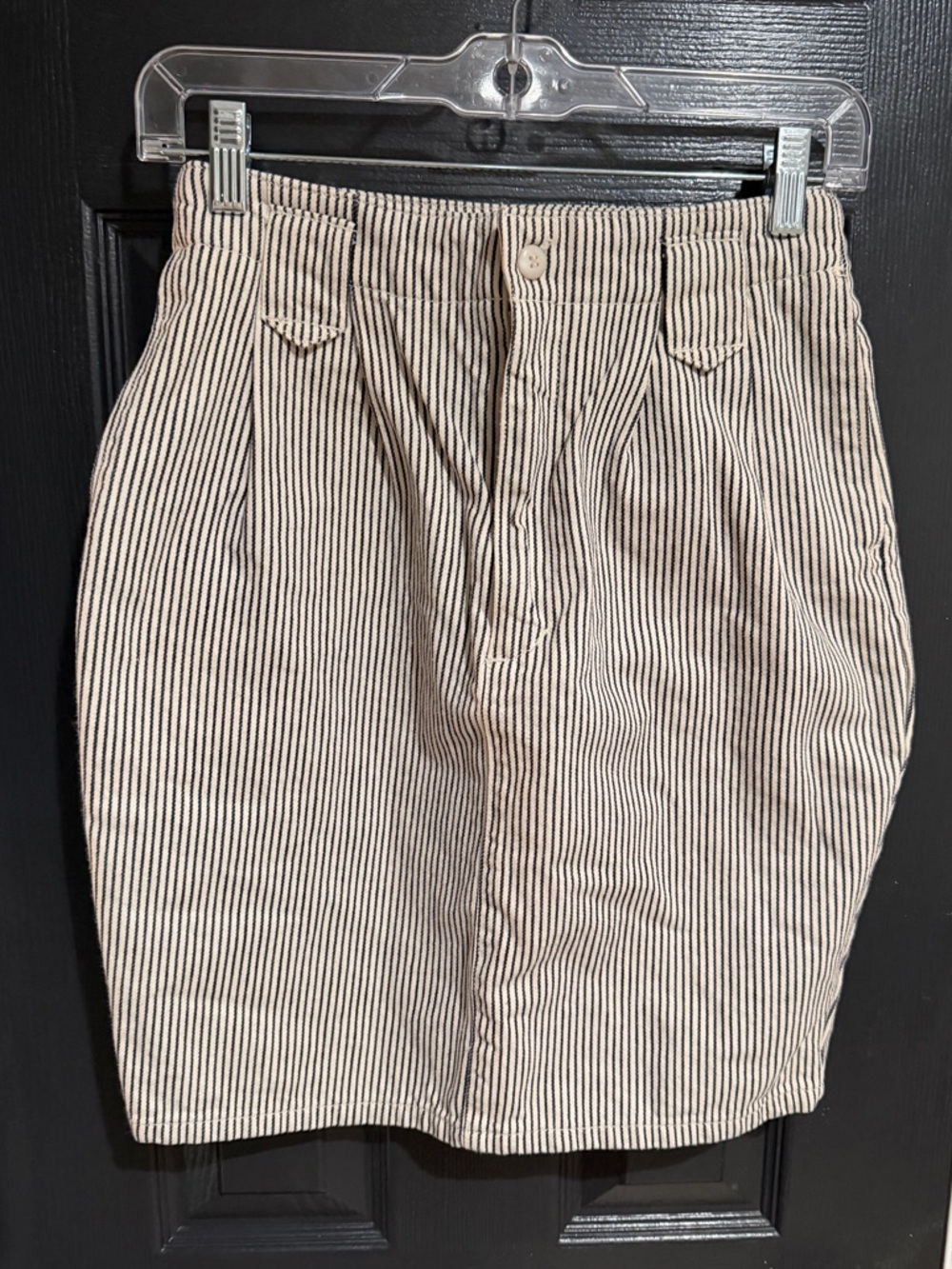 Calvin Klein Beige and Black Striped Pencil Skirt